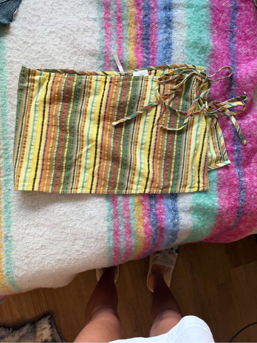 NWT Free People Linen Side-Tie Mini Skirt